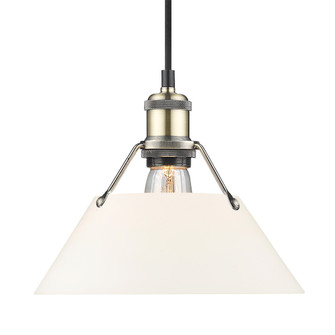 Yep by Golden Lighting Orwell 1-light 10in Pendant in Aged Brass and Opal Glass (36|3306-M AB-OP)