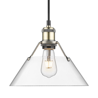 Yep by Golden Lighting Orwell 1-light 10in Pendant in Aged Brass and Clear Glass (36|3306-M AB-CLR)