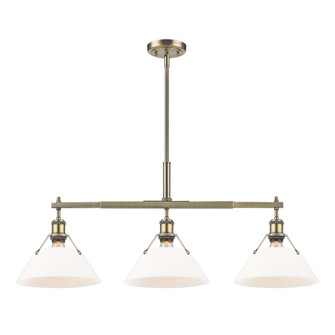 Orwell AB 3 Light Linear Pendant in Aged Brass with Opal Glass (36|3306-LP AB-OP)
