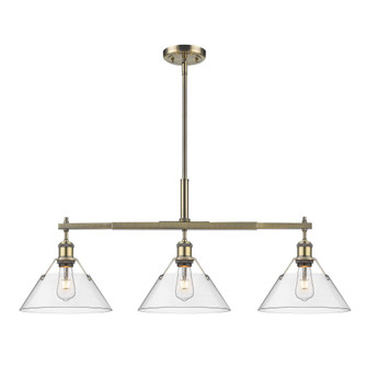 Orwell AB 3 Light Linear Pendant in Aged Brass with Clear Glass (36|3306-LP AB-CLR)