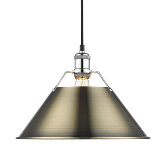 Yep by Golden Lighting Orwell 1-light 14in Pendant in Chrome and Aged Brass shade (36|3306-L CH-AB)