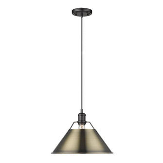 Orwell BLK Large Pendant - 14'' in Matte Black with Aged Brass shade (36|3306-L BLK-AB)