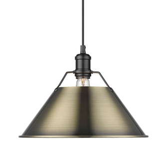 Yep by Golden Lighting Orwell 1-light 14in Pendant in Matte Black and Aged Brass shade (36|3306-L BLK-AB)