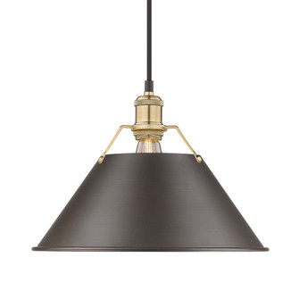 Yep by Golden Lighting Orwell 1-Light 14in Pendant in Brushed Champagne Brass & Rubbed Bronze shade (36|3306-L BCB-RBZ)