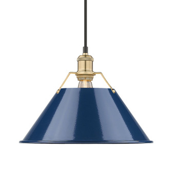 Yep by Golden Lighting Orwell 1-light 14in Pendant in Brushed Champagne Brass and Navy Blue shade (36|3306-L BCB-NVY)