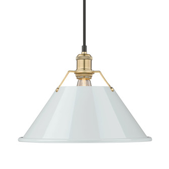 Yep by Golden Lighting Orwell 1-light 14in Pendant in Brushed Champagne Brass and Dusky Blue shade (36|3306-L BCB-DB)