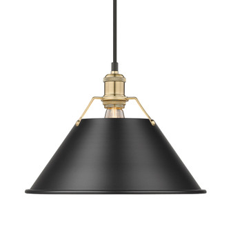 Yep by Golden Lighting Orwell 1-light 14in Pendant in Brushed Champagne Brass and Matte Black shade (36|3306-L BCB-BLK)