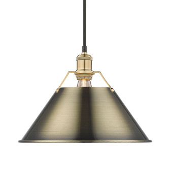 Yep by Golden Lighting Orwell 1-light 14in Pendant in Brushed Champagne Brass and Aged Brass shade (36|3306-L BCB-AB)