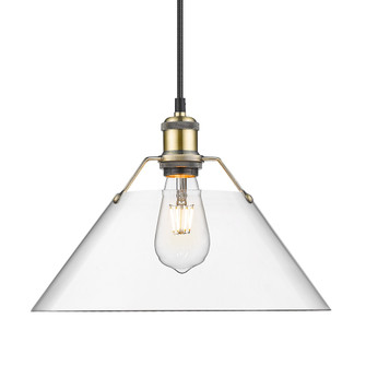 Yep by Golden Lighting Orwell 1-light 14in Pendant in Aged Brass and Clear Glass (36|3306-L AB-CLR)