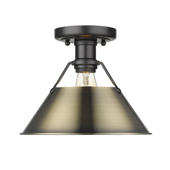 Yep by Golden Lighting Orwell 1-light Flush Mount in Matte Black and Aged Brass shade (36|3306-FM BLK-AB)
