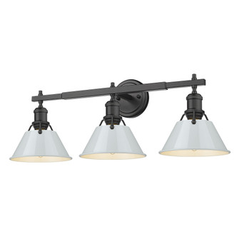 Yep by Golden Lighting Orwell 3-light Vanity in Matte Black and Dusky Blue shade (36|3306-BA3 BLK-DB)