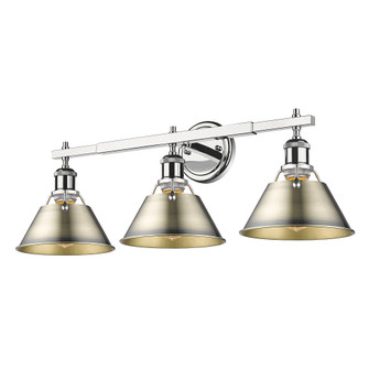 Yep by Golden Lighting Orwell 3-light Vanity in Chrome and Aged Brass shade (36|3306-BA3 CH-AB)