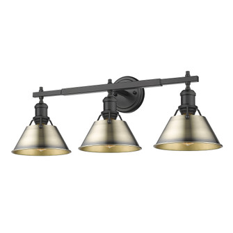 Yep by Golden Lighting Orwell 3-light Vanity in Matte Black and Aged Brass shade (36|3306-BA3 BLK-AB)