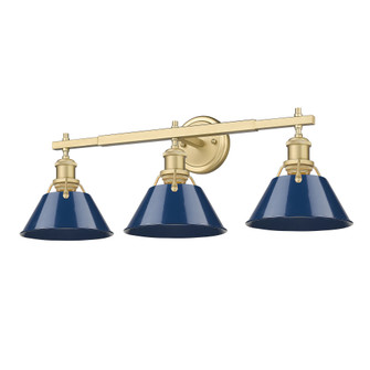 Yep by Golden Lighting Orwell 3-light Vanity in Brushed Champagne Brass and Navy Blue shade (36|3306-BA3 BCB-NVY)