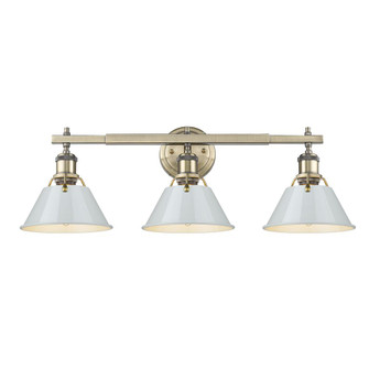 Orwell AB 3 Light Bath Vanity in Aged Brass with Dusky Blue shades (36|3306-BA3 AB-DB)