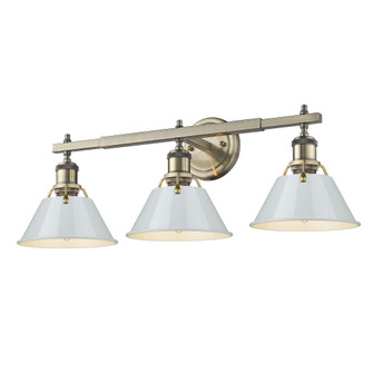 Yep by Golden Lighting Orwell 3-light Vanity in Aged Brass and Dusky Blue shade (36|3306-BA3 AB-DB)