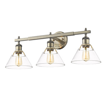 Yep by Golden Lighting Orwell 3-light Vanity in Aged Brass and Clear Glass (36|3306-BA3 AB-CLR)
