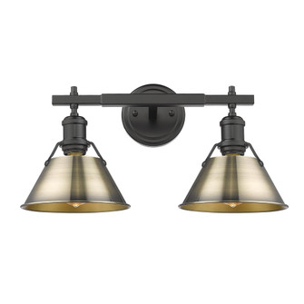 Orwell BLK 2 Light Bath Vanity in Matte Black with Aged Brass shades (36|3306-BA2 BLK-AB)