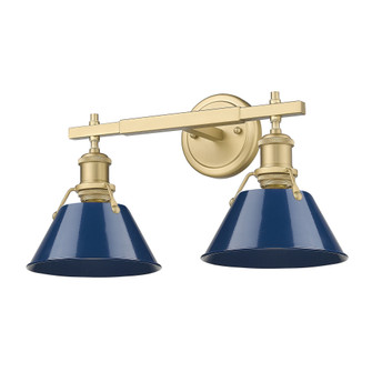 Yep by Golden Lighting Orwell 2-light Vanity in Brushed Champagne Brass and Navy Blue shade (36|3306-BA2 BCB-NVY)