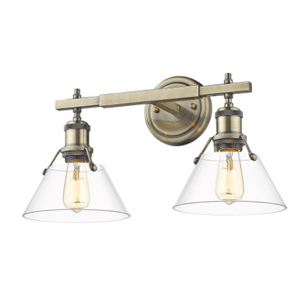 Yep by Golden Lighting Orwell 2-light Vanity in Aged Brass and Clear Glass (36|3306-BA2 AB-CLR)