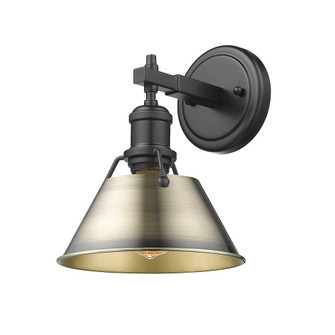 Orwell BLK 1 Light Bath Vanity in Matte Black with Aged Brass shade (36|3306-BA1 BLK-AB)