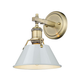 Yep by Golden Lighting Orwell 1-light Vanity in Aged Brass and Dusky Blue shade (36|3306-BA1 AB-DB)