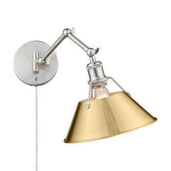 Yep by Golden Lighting Orwell 1-Light Swing Arm Wall Lamp in Pewter & Brushed Champagne Brass shade (36|3306-A1W PW-BCB)