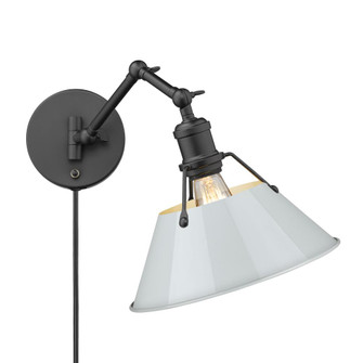 Orwell BLK 1 Light Articulating Wall Sconce in Matte Black with Dusky Blue shade (36|3306-A1W BLK-DB)