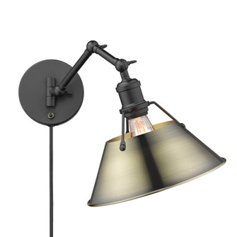 Yep by Golden Lighting Orwell 1-light Swing Arm Wall Lamp in Matte Black and Aged Brass shade (36|3306-A1W BLK-AB)