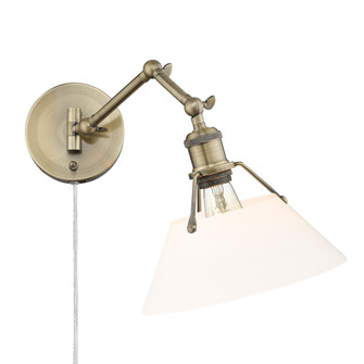 Yep by Golden Lighting Orwell 1-light Swing Arm Wall Lamp in Aged Brass and Opal Glass (36|3306-A1W AB-OP)