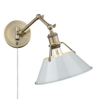Yep by Golden Lighting Orwell 1-light Swing Arm Wall Lamp in Aged Brass and Dusky Blue shade (36|3306-A1W AB-DB)