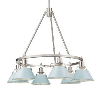 Yep by Golden Lighting Orwell 6-light Chandelier in Pewter and Dusky Blue shade (36|3306-6 PW-DB)