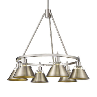 Yep by Golden Lighting Orwell 6-light Chandelier in Pewter and Aged Brass shade (36|3306-6 PW-AB)