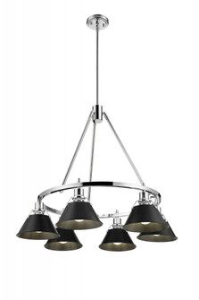 Orwell CH 6 Light Chandelier in Chrome with Matte Black shades (36|3306-6 CH-BLK)