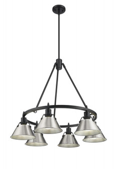 Orwell BLK 6 Light Chandelier in Matte Black with Pewter shades (36|3306-6 BLK-PW)