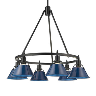 Yep by Golden Lighting Orwell 6-light Chandelier in Matte Black and Navy Blue shade (36|3306-6 BLK-NVY)