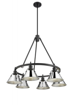 Orwell BLK 6 Light Chandelier in Matte Black with Chrome shades (36|3306-6 BLK-CH)