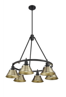 Orwell BLK 6 Light Chandelier in Matte Black with Aged Brass shades (36|3306-6 BLK-AB)