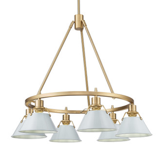 Yep by Golden Lighting Orwell 6-light Chandelier in Brushed Champagne Brass and Dusky Blue shade (36|3306-6 BCB-DB)