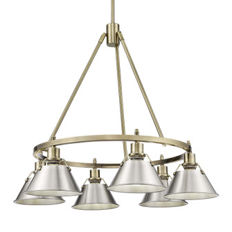 Yep by Golden Lighting Orwell 6-light Chandelier in Aged Brass and Pewter shade (36|3306-6 AB-PW)