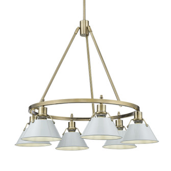 Yep by Golden Lighting Orwell 6-light Chandelier in Aged Brass and Dusky Blue shade (36|3306-6 AB-DB)