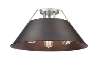 Orwell PW 3 Light Flush Mount in Pewter with Rubbed Bronze shade (36|3306-3FM PW-RBZ)