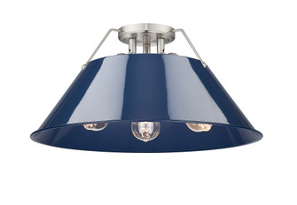 Yep by Golden Lighting Orwell 3-light Flush Mount in Pewter and Navy Blue shade (36|3306-3FM PW-NVY)