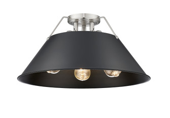 Yep by Golden Lighting Orwell 3-light Flush Mount in Pewter and Matte Black shade (36|3306-3FM PW-BLK)
