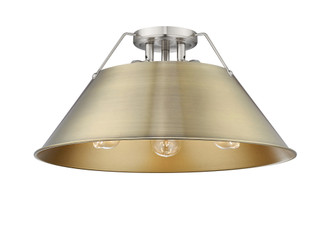 Yep by Golden Lighting Orwell 3-light Flush Mount in Pewter and Aged Brass shade (36|3306-3FM PW-AB)