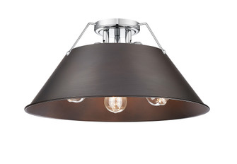 Yep by Golden Lighting Orwell 3-light Flush Mount in Chrome and Rubbed Bronze shade (36|3306-3FM CH-RBZ)