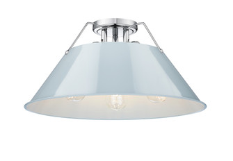Yep by Golden Lighting Orwell 3-light Flush Mount in Chrome and Dusky Blue shade (36|3306-3FM CH-DB)