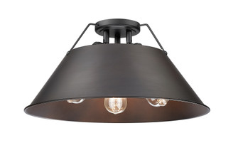 Yep by Golden Lighting Orwell 3-light Flush Mount in Matte Black and Rubbed Bronze shade (36|3306-3FM BLK-RBZ)
