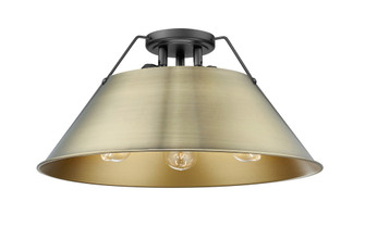 Yep by Golden Lighting Orwell 3-light Flush Mount in Matte Black and Aged Brass shade (36|3306-3FM BLK-AB)