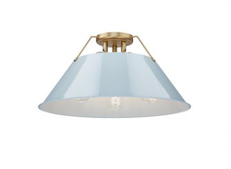 Orwell BCB 3 Light Flush Mount in Brushed Champagne Bronze with Dusky Blue shade (36|3306-3FM BCB-DB)